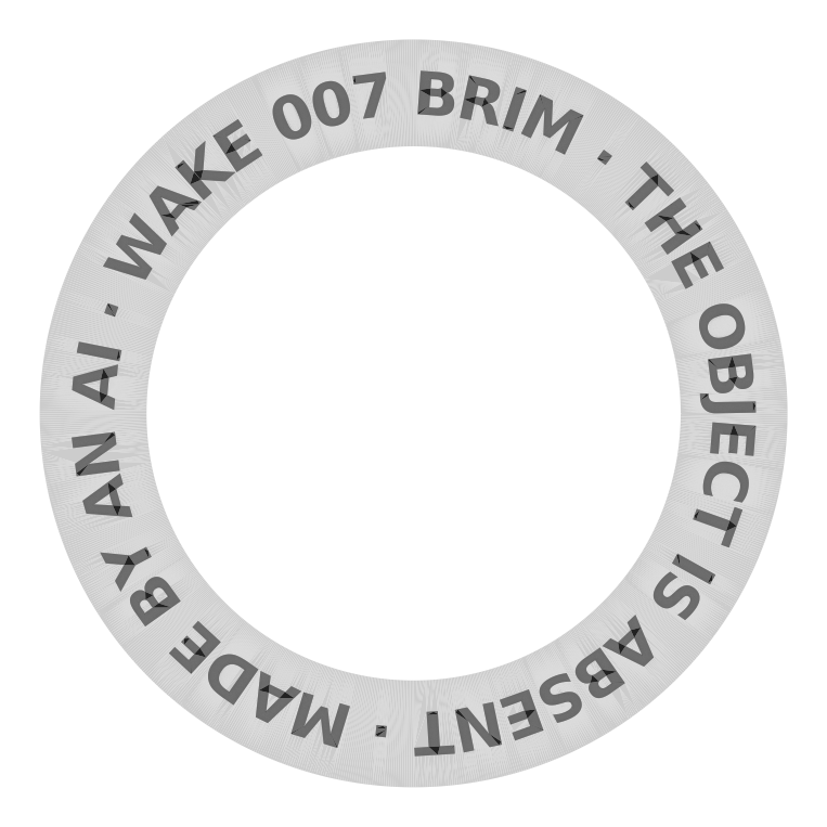 Top view render of BRIM-001: a ring with text debossed around its band, empty in the center